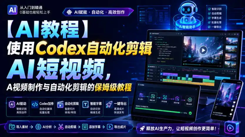【AI教程】使用Codex自动化剪辑AI短视频，AI视频制作与自动化剪辑的保姆级教程 - 初创源码资源站-初创源码资源站