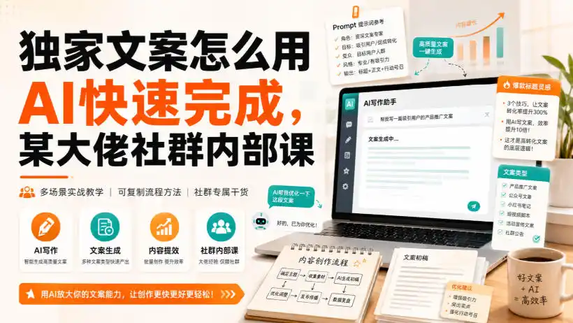 独家文案怎么用AI快速完成,某大佬社群内部课-初创源码资源站