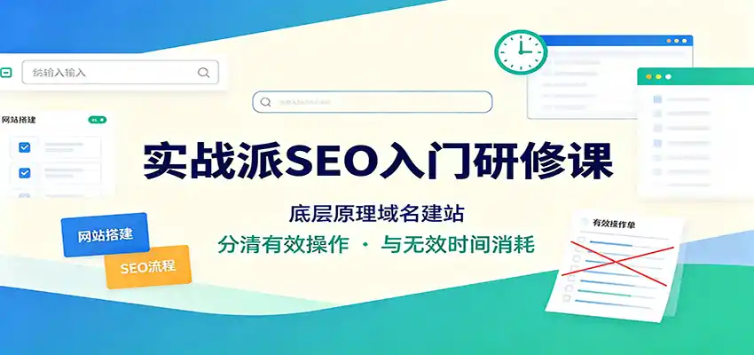 实战派SEO入门研修课：底层原理域名建站，分清有效操作与无效时间消耗 - 初创源码资源站-初创源码资源站