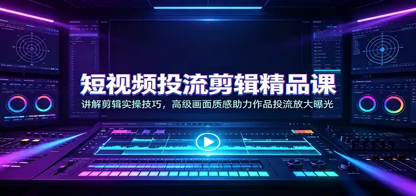 短视频投流剪辑精品课：讲解剪辑实操技巧，高级画面质感助力作品投流放大曝光-初创源码资源站