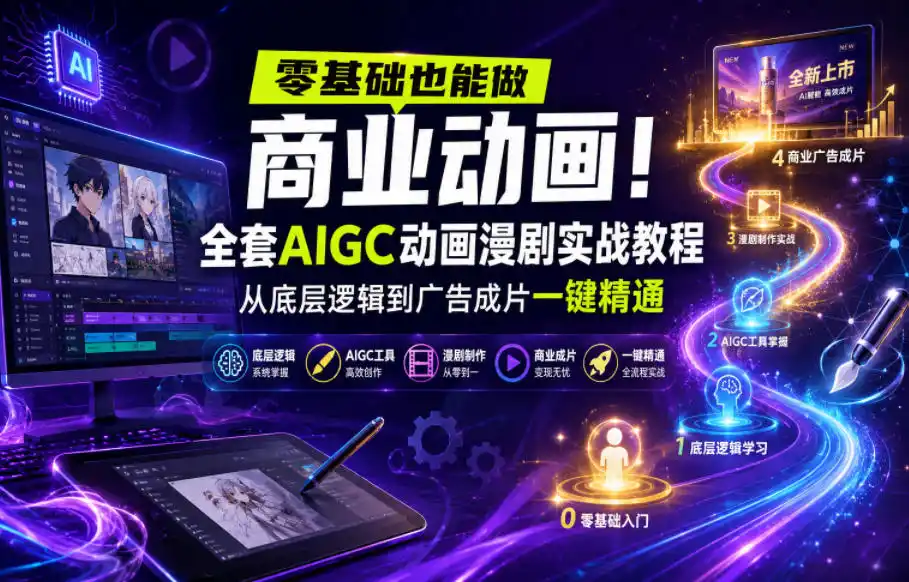 零基础也能做商业动画！全套AIGC动画漫剧实战教程，从底层逻辑到广告成片一键精通(更新0905)-初创源码资源站
