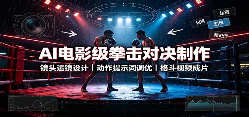 AI电影级拳击对决制作：镜头运镜设计，动作提示词调优，格斗视频成片-初创源码资源站