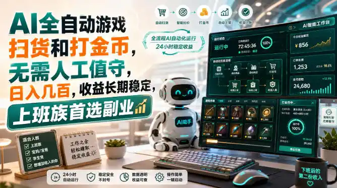 AI全自动游戏皮肤扫货和打金币，日入几百，内部方法大揭秘，0门槛！-初创源码资源站