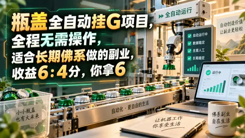 瓶盖全自动挂G项目，全程无需操作，适合长期佛系做的副业，收益6：4分，你拿6【揭秘】-初创源码资源站
