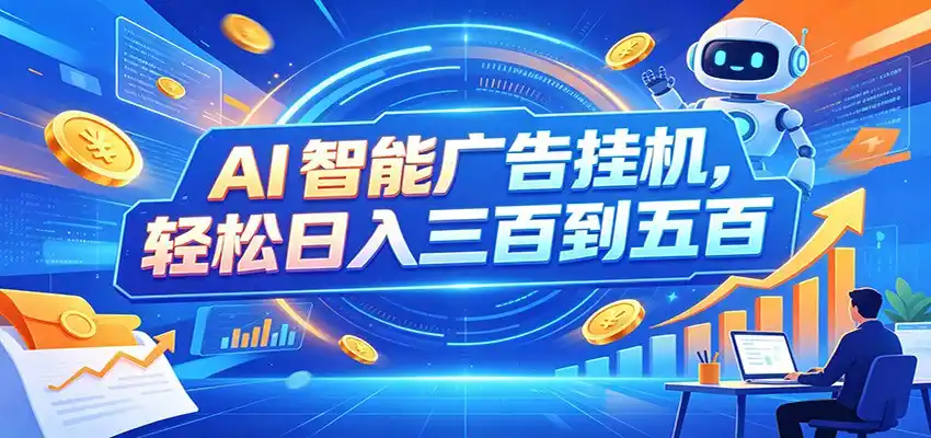 AI智能广告挂机，24小时自动跑，日入300-500，新手零门槛-初创源码资源站