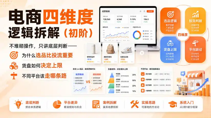 初创源码资源站 电商四维度逻辑拆解初阶不堆砌操作只讲底层判断为什么选品比投流重要货盘如何决定上限不同平台该走哪条路