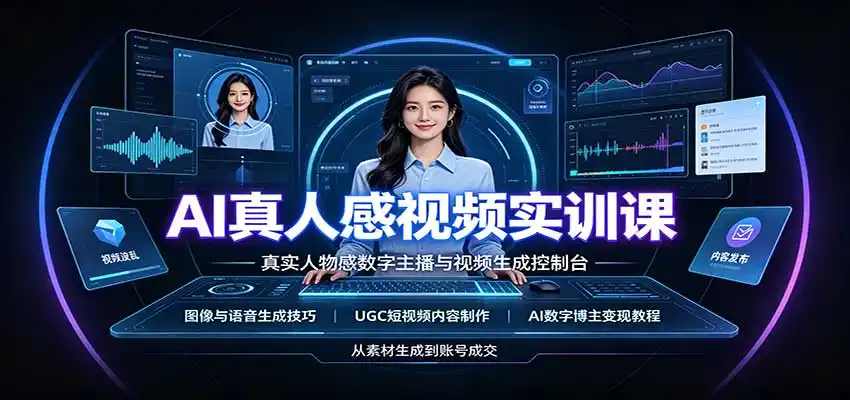 AI真人感视频实训课：图像语音生成，UGC内容制作，AI数字博主变现教程-初创源码资源站