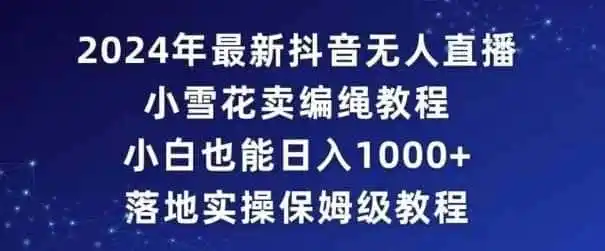 2024年抖音最新无人直播小雪花卖编绳项目，小白也能日入1000+落地实操保姆级教程【揭秘】-初创源码资源站