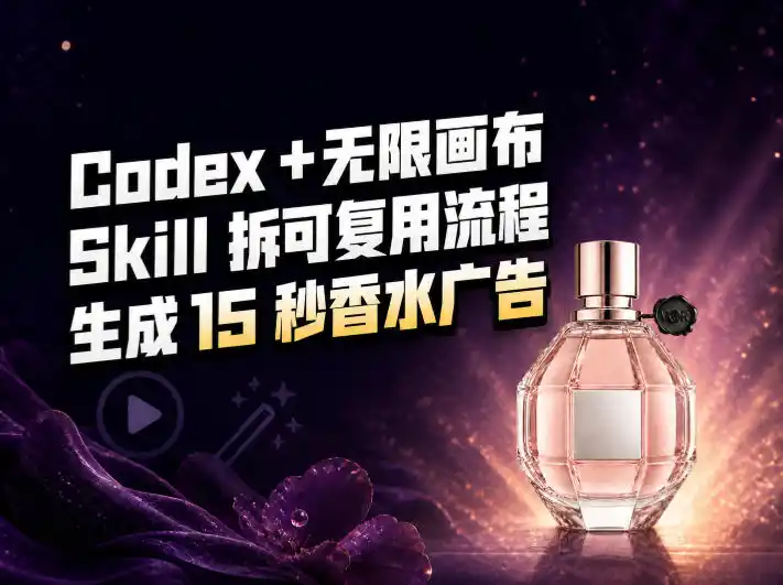 我把Amazon香水视频拆成Codex Skill：无限画布负责最后15秒-初创源码资源站