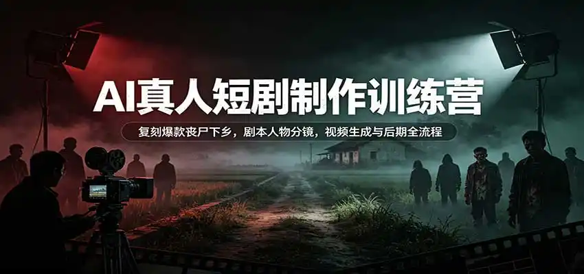 AI真人短剧制作训练营：复刻爆款丧尸下乡，剧本人物分镜，视频生成与后期全流程-初创源码资源站