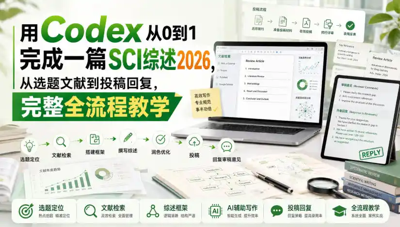 用Codex从0到1完成一篇SCI综述2026，从选题文献到投稿回复，完整全流程教学-初创源码资源站