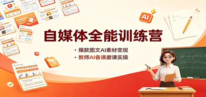 自媒体全能训练营：爆款图文AI素材变现，教师AI备课磨课实操-初创源码资源站