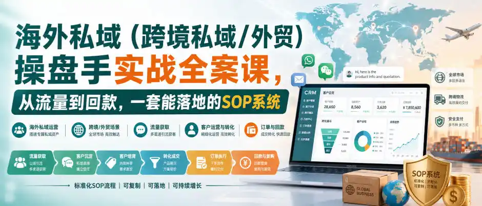 海外私域(跨境私域/外贸)操盘手实战全案课，从流量到回款，一套能落地的SOP系统-初创源码资源站