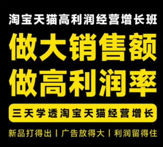 初创源码资源站 天猫淘宝高利润经营增长班杭州线下课31期8月22 24日做大销售额做高利润率三天学透淘宝天猫经营增长