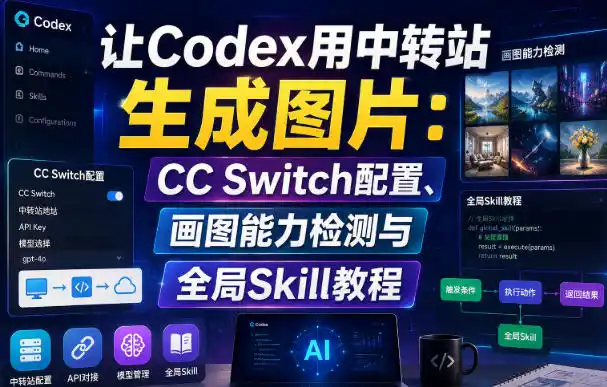 初创源码资源站 让Codex用中转站生成图片CC Switch配置画图能力检测与全局Skill教程
