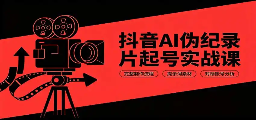 抖音AI伪纪录片起号实战课:完整制作流程,提示词素材,对标账号分析-初创源码资源站