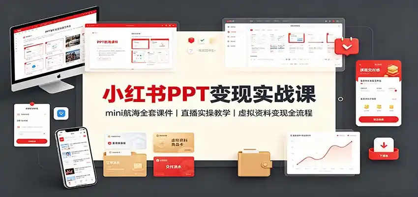 小红书PPT变现实战课：mini航海全套课件+直播实操教学，虚拟资料变现全流程-初创源码资源站
