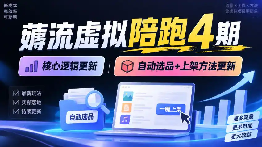 薅流虚拟陪跑4期丨核心逻辑更新丨自动选品+上架方法更新(10月25更新插件玩法和低价玩法)-初创源码资源站