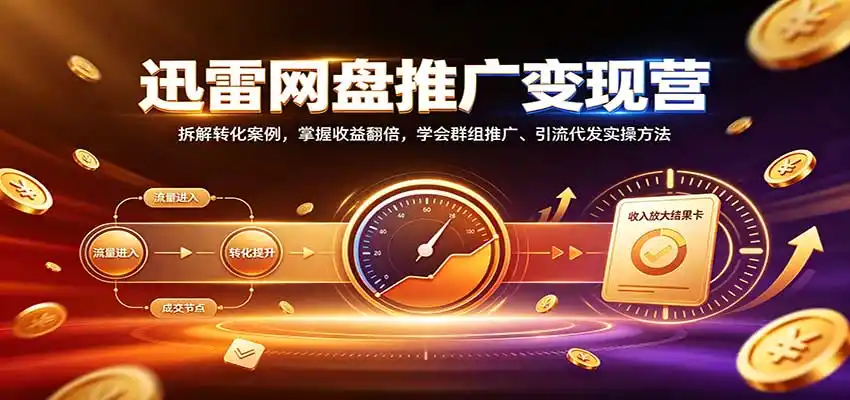 迅雷网盘推广变现营：拆解转化案例，掌握收益翻倍，学会群组推广、引流代发实操方法-初创源码资源站