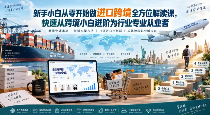 新手小白从零开始做进口跨境全方位解读课，快速从跨境小白进阶为行业专业从业者-初创源码资源站
