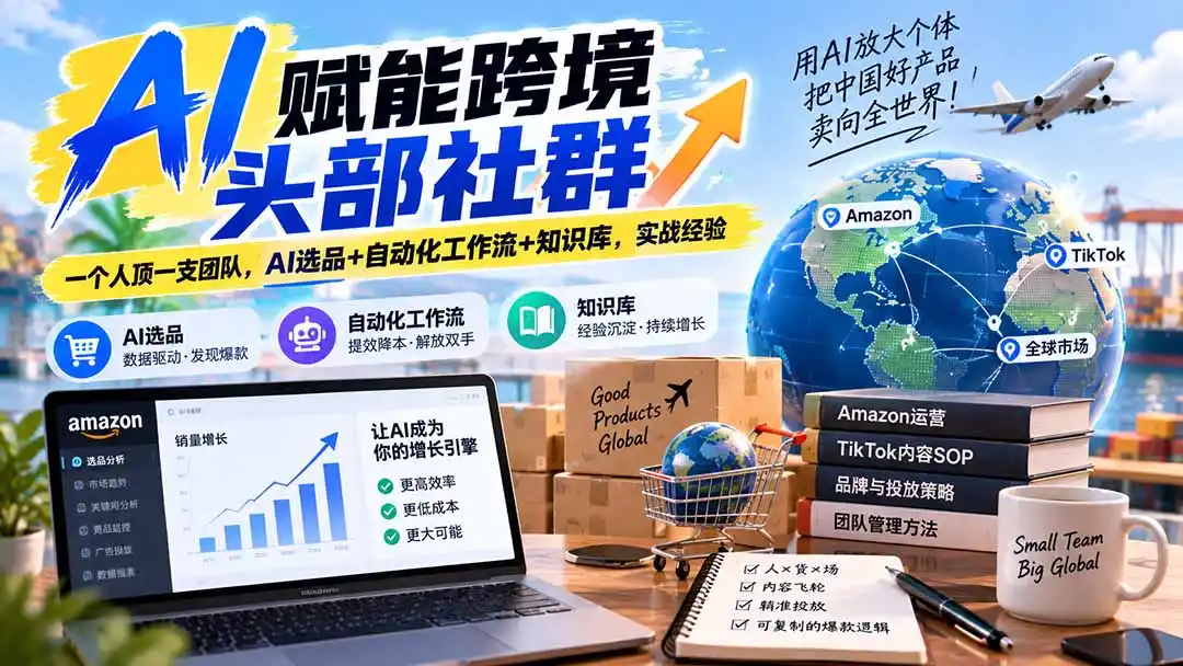 AI赋能跨境头部社群-更新9月：一个人顶一支团队，AI选品+自动化工作流+知识库，实战经验-初创源码资源站