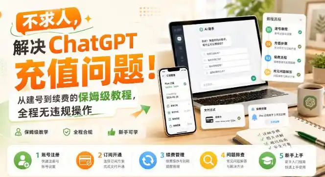 不求人，解决ChatGPT充值问题！从建号到续费的保姆级教程，全程无违规操作-初创源码资源站