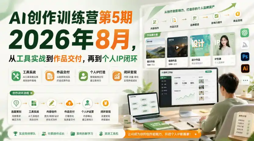 AI创作训练营第5期2026年8月，从工具实战到作品交付，再到个人IP闭环(更新0910)-初创源码资源站